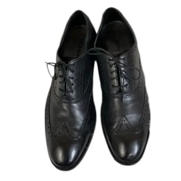Cole Haan Men's Black Williams Leather Wingtip Lace Up Oxford Shoes Size 11