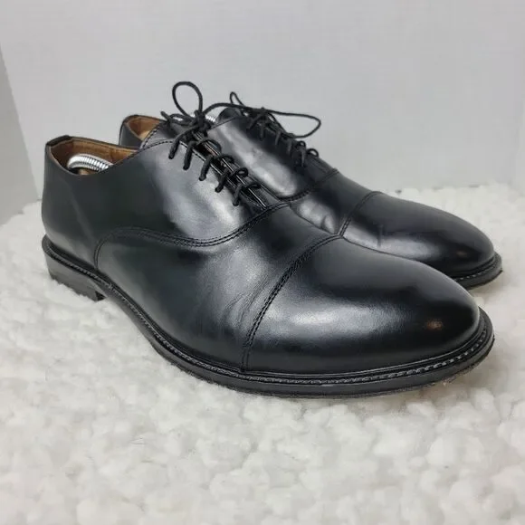 Barneys New York Mens Oxford Shoes Size 13  Black Leather Cap Toe