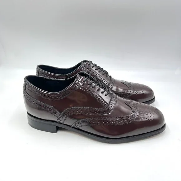 Florsheim Mens Size‎ 8 Lexington Burgundy Leather Brogue Wingtip Oxford Shoes