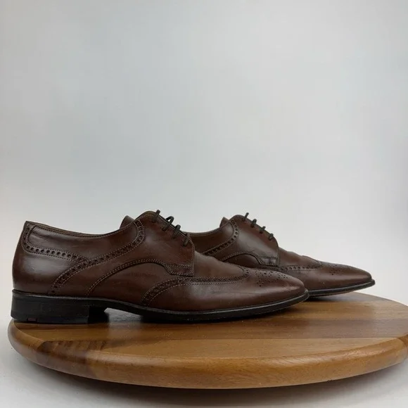 Mens Foster By‎ Lloyd Brown Perforated Leather Wingtip Dress Oxfords Size 10 D