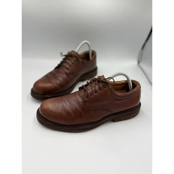 Clarks Oxford Leather Dress Shoe Men's Size 9M Brown Lace Up Italian Made 36845