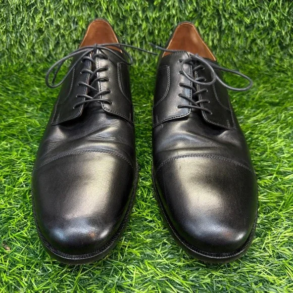 Johnston & Murphy Mens 14M Cap Toe Oxford Dress Shoes Black Leather Classic