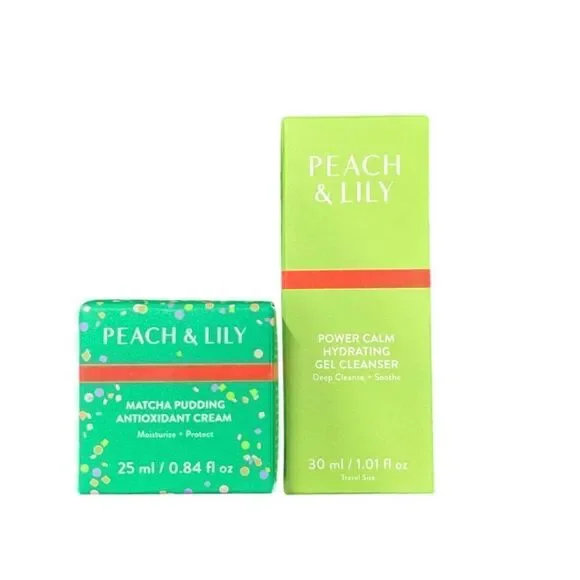 Peach & Lily Skincare,Matcha Antioxidant Cream, Power Gel Cleanser Full Size,NEW