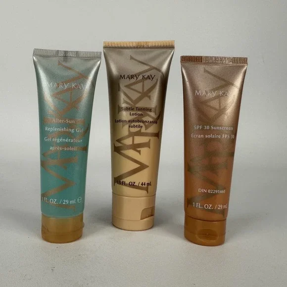 Mary Kay Sun Care Travel Set SPF 30 Sunscreen Tanning Lotion Replenishing Gel Ne