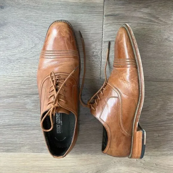 Stacy Adams Men’s Tan Lace Up Bingham Oxford Dress Shoes Size 7
