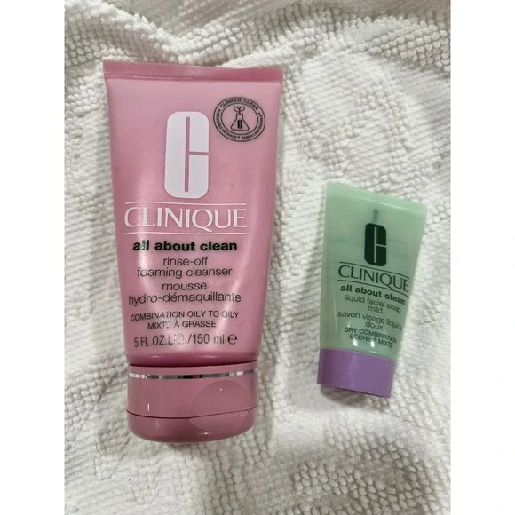Clinique All About Clean Foaming Cleanser 5oz and Liquid Facial Soap 1oz Set