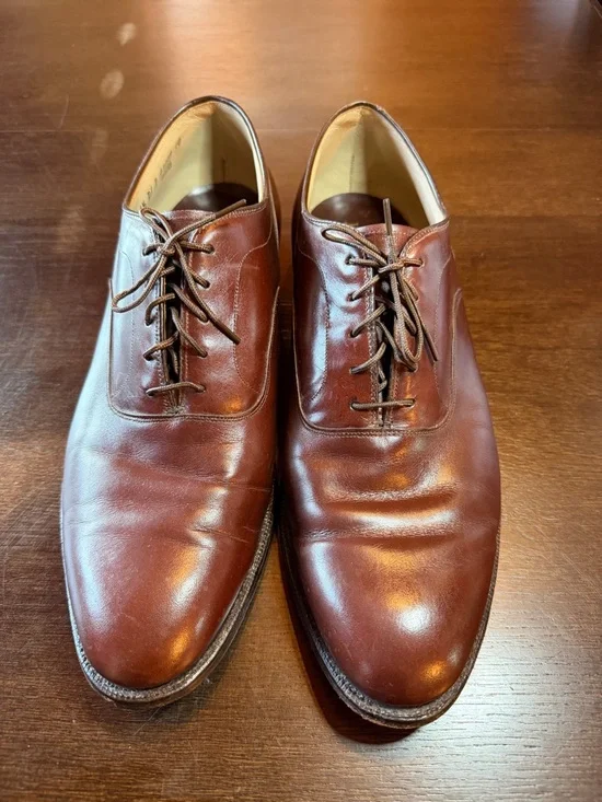 Vintage Johnston & Murphy Oxblood Plain Toe Derby Shoes 11.5 D Old Money