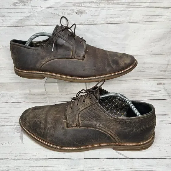 Ben Sherman Mens Size 12 Brown Leather Cap Toe Derby Dress Shoes