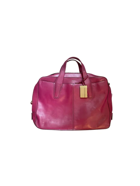 Tumi Magenta Leather Handbag Silver Hardware Office Work