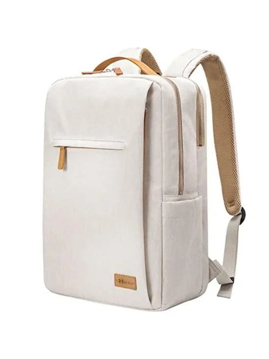 Womens Laptop Backpack 156 Inch Travel College Work Bag USB Charging Port Beige