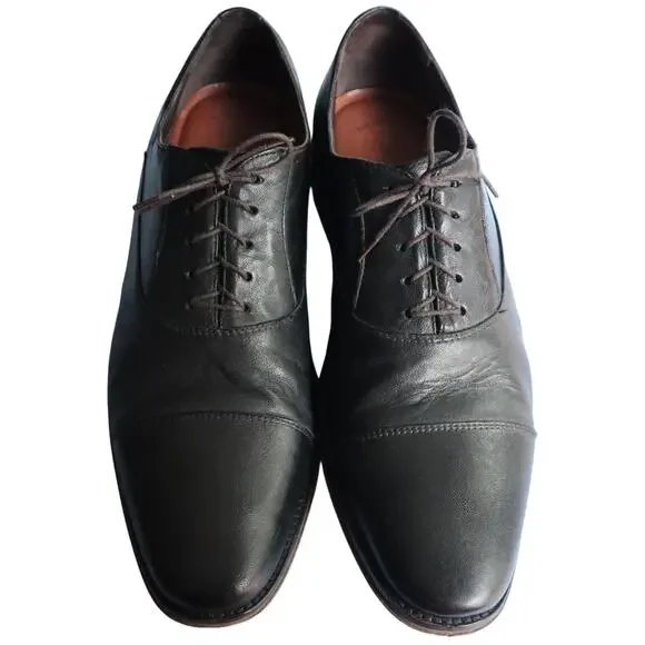 Section X Cap Toe Dress Shoes Black Men 9 M Flex Sheepskin Work Cocktail Comfort