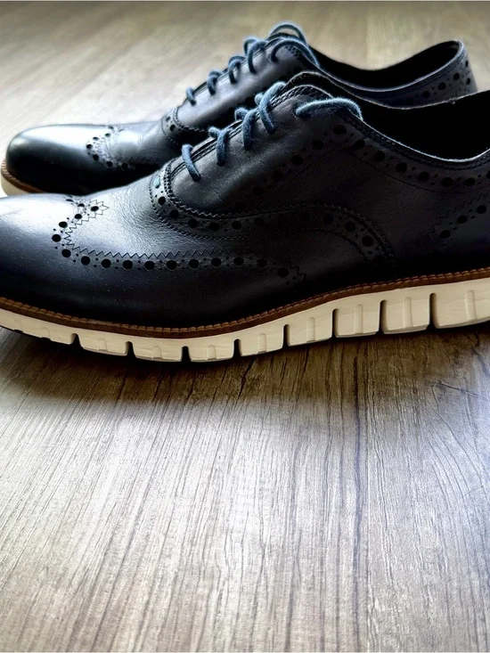 Cole Haan ZERØGRAND Wingtip Oxford C23739 Navy Blue Leather Men’s Size 10