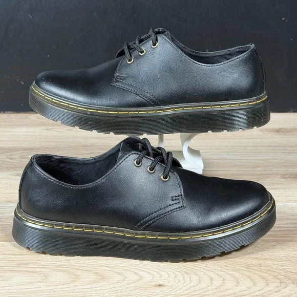 Dr Martens Shoes Men Size 7 Black Zavala Lo Derby Leather 3-Eye Round Toe Preppy