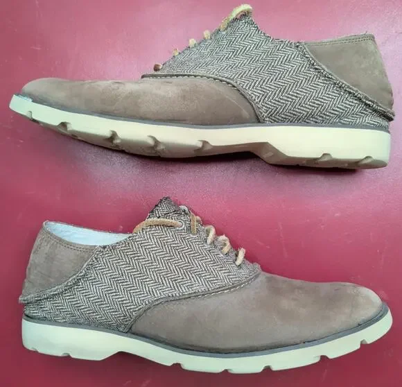 SPERRY TOP SIDER  Mens Cloud Boat Oxfords Suede Leather Herringbone Fabric 11.5M