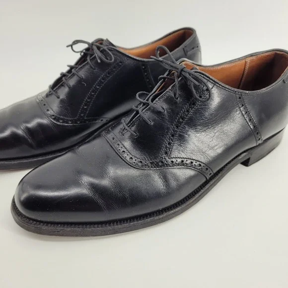Alden 991 Mens Black Leather Brogue Saddle Oxford Dress Shoes Size 9.5 AAA/A