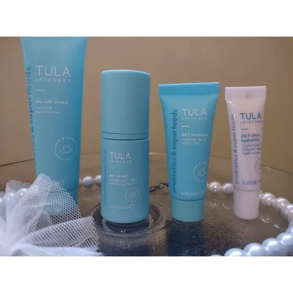 Tula Set (7) Cleanser,‎ Toner, Moisturizer, And Hydrating Size. SAMPLE SIZE