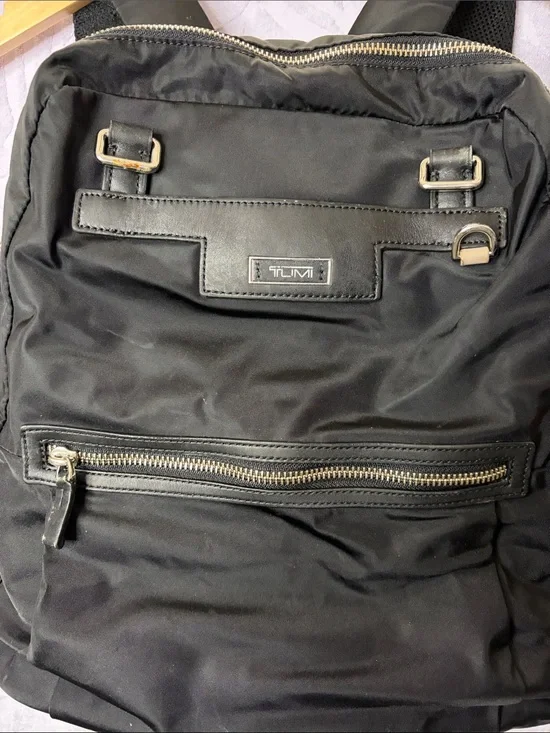 Tumi Black Nylon Laptop Backpack with Silver Hardware
