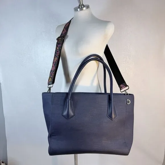 Dagne Dover Signature Navy Tote READ DAMAGE