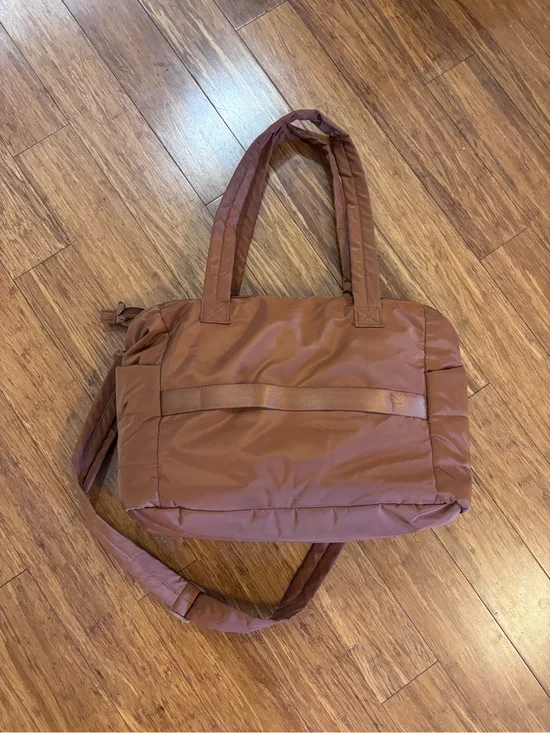 Quilted Laptop Tote in Chestnut Brown with Removable Strap