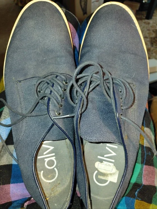 Calvin Klein Men's Navy Canvas Derby Lace-Up Shoes