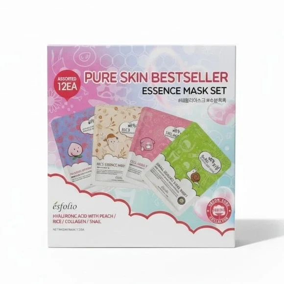 Esfolio‎ Pure Skin Bestseller Essence Face Mask Set 12 Pack Korean Beauty