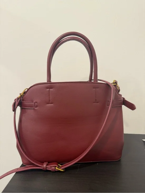 ASOS Burgundy Structured Top-Handle Laptop Bag