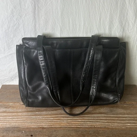 Tignanello Classic Black Leather Shoulder Bag