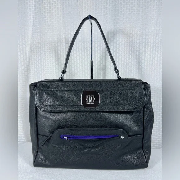 Longchamp Leather Turn-Lock Business Satchel Tote Made in France