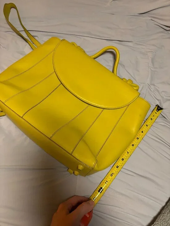 Create & Cultivate Yellow Faux Leather Backpack Tote Laptop Bag