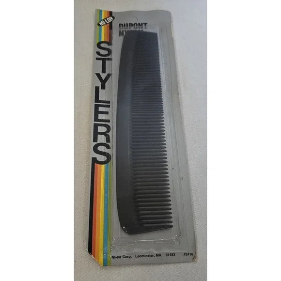 NOS Vintage‎ Mi-Lor Dupont Nylon Stylers Comb #2416 Black