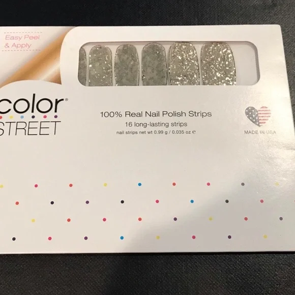Color Street Silver Glitter Nail Polish Strips “Chica Gold”