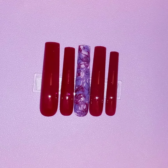 10pcs 3XL Square Maroon With Purple Marble Accent