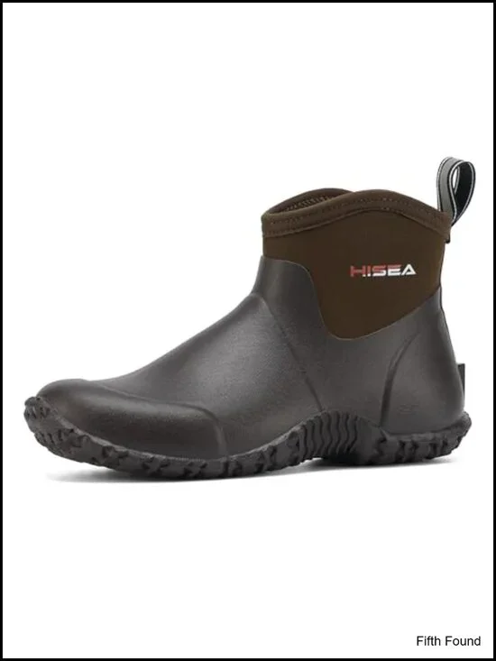 Men's Ankle Rain Boots Waterproof Rubber Neoprene Insulated Slip-On Work Garden