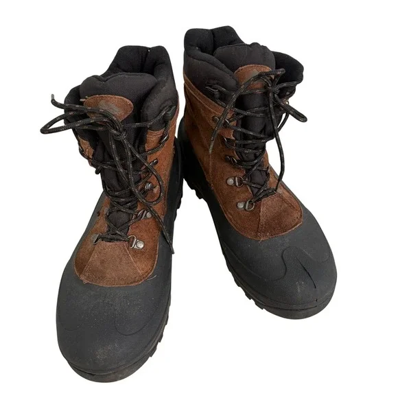 Ozark Trail Mens‎ Brown Leather Rubber Winter Snow Boots MNOT4390502 Size 11