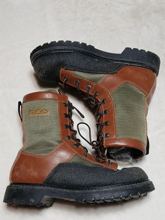 Cabela's Brown Leather and Green Snow Boots Size 10 Mens