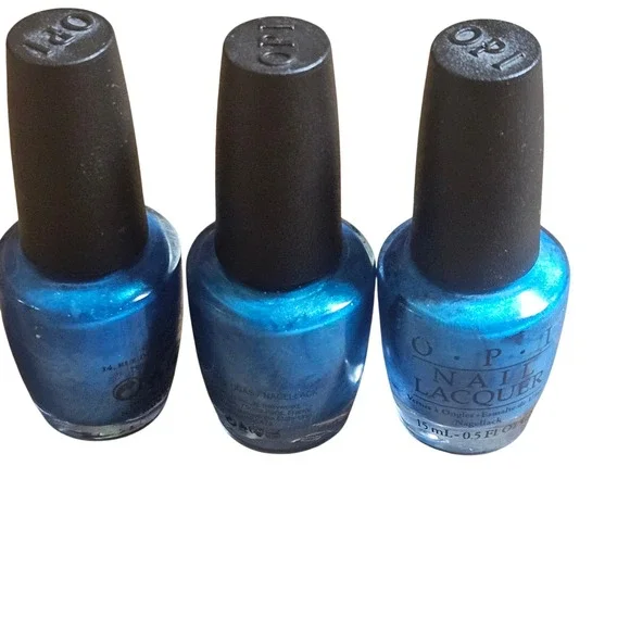 Lot of 3 OPI Nail Lacquer Teal the Cows Come Home NL B54 Shimmer Blue 0.5oz