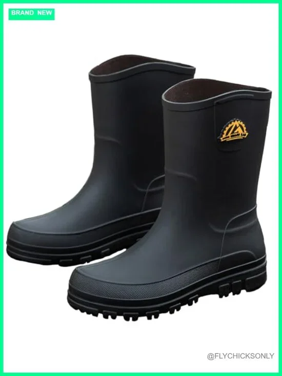 Men's Waterproof Rain Boots Lightweight Mid Calf Outdoor Slip Resistant