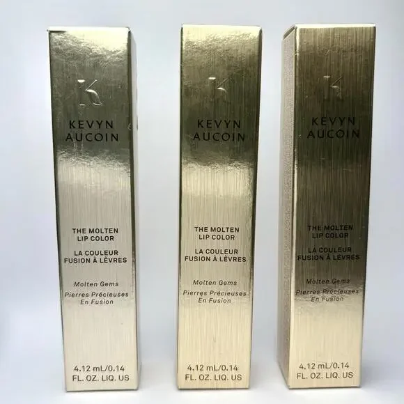Kevyn Aucoin Set of 3x Molten Lip Color Gloss‎ Molten Gems & Blue Amethyst NIB