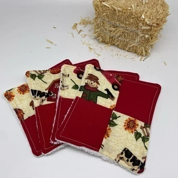 Set of 4 Fall Themed Handmade Reusable Makeup Remover Pads