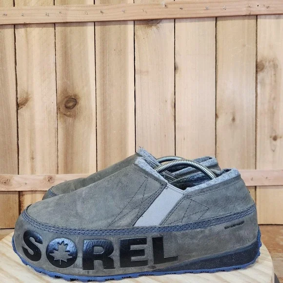 Sorel Fairbanks Slip On Shoes Mens 10.5 Gray Nubuck Waterproof Lined Winter