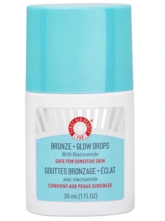 First Aid Beauty Bronze Glow Drops with Aqua Label and Bronze Serum