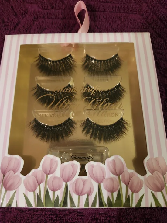 Glamour Black 3-Pair Volume False Eyelashes Set