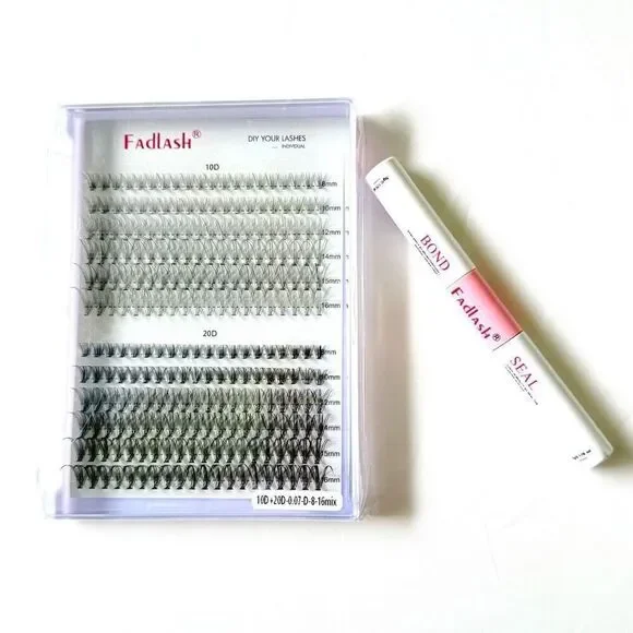 Fadlash DIY Eyelash Extension Kit – 10D & 20D Fans + Bond & Seal – New