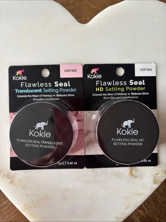 Kokie bundle Flawless Seal HD Setting Powder Shades pink & white Translucent