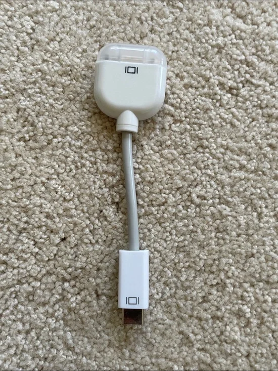 White Mini-DVI to VGA Adapter