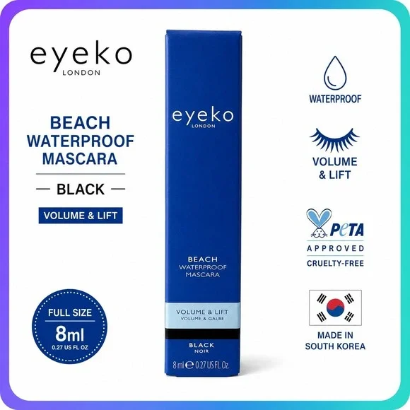 Eyeko London Beach Waterproof Mascara Black Volume & Lift 8ml Full Size New