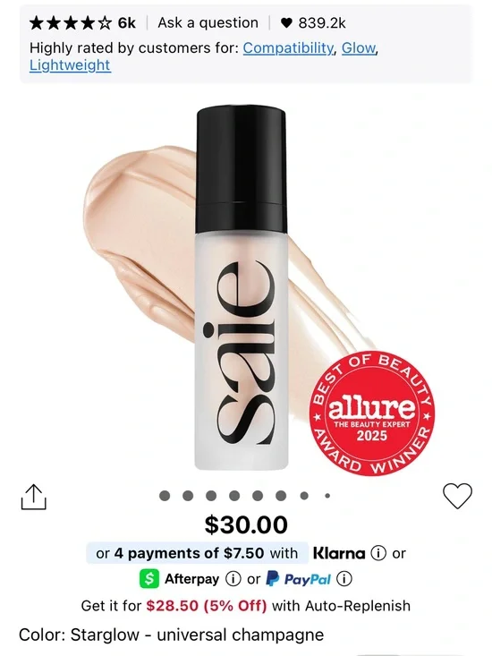 Saie Liquid Highlighter in Champagne Glow