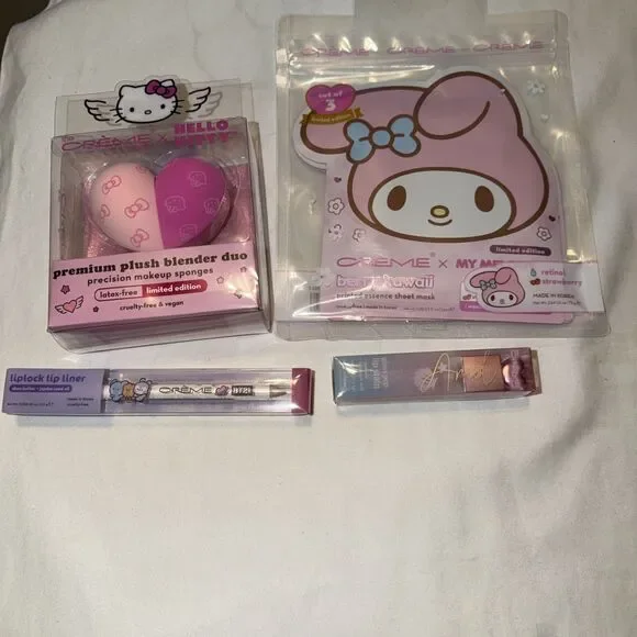 Hello Kitty Premium Plush Blender Duo Creme Shop MakeupSponge, Lip Stain,ETC New
