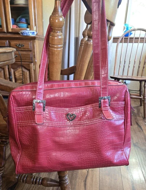 BUXTON Red Leatherette Croc Embossed  Laptop Tote Bag