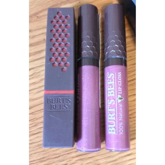 Lot of 3 Burt's Bees Lipstick Blush Ripple & 2 Lip Gloss Nearly Dusk NEW Pink